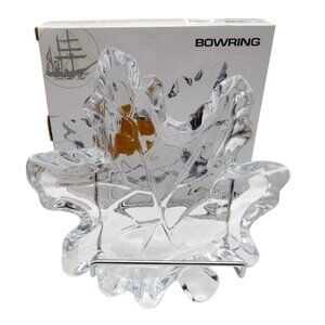 Bowring Maple LEAF Shaped Glass Serving PLATE With Box 9 inches